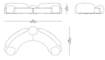 AMA - Curved fabric sofa by Paolo Castelli - view 3